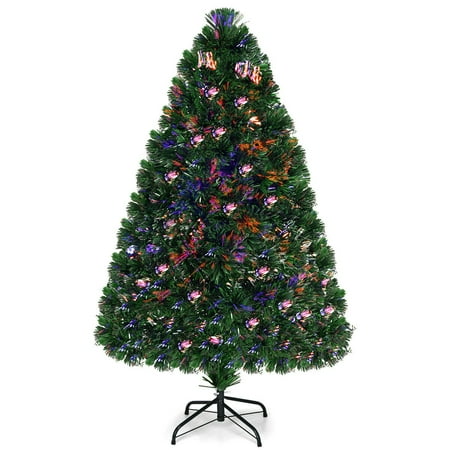 Costway 4Ft Pre-Lit Fiber Optic PVC Christmas Tree Metal