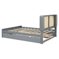 thumbnail image 6 of Harper & Bright Designs Queen Size Rattan Platform Bed Frame with Headboard & Trundle, Wood Bed Frame with Shelves and Drawers, Gray, 6 of 13