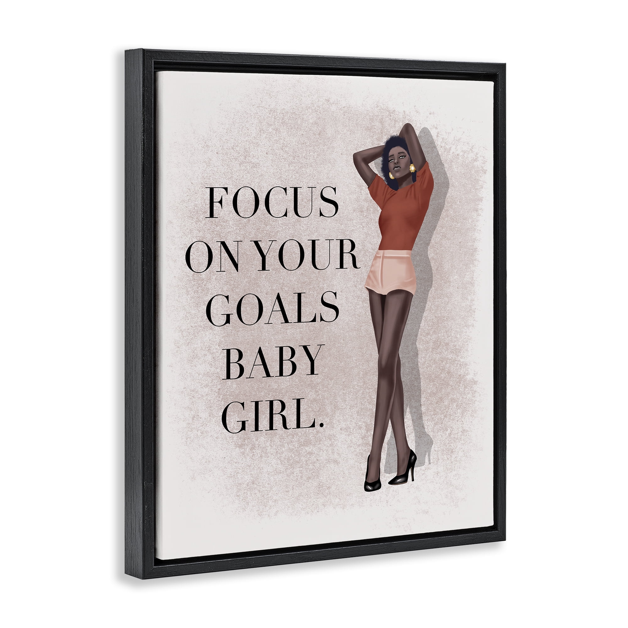 Stupell Industries Focus On Goals Girl People Painting Black Floater Framed Canvas Art Print Wall Art, 25 x 31
