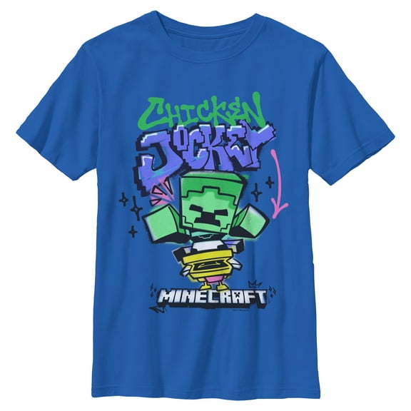 Boys Minecraft Chicken Jockey Spray T Shirt