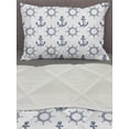 thumbnail image 3 of Anchor Comforter & Sham Bedding Set, Hand Drawn Steering Wheels and Anchors with Shapes Maritime Illustration, 3 pcs Duvet Set Microfiber Filling Quilt, 5 Sizes, Navy Blue and White, by Ambesonne, 3 of 4