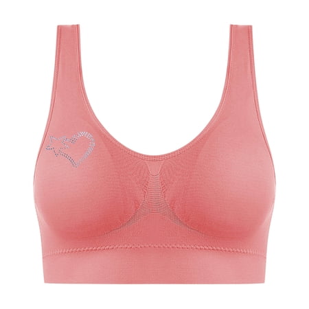 SMihono Bras for Women No Underwire Everyday T Shirt Bra Cute Star Heart Print Bralettes Back Smoothing Anti-Sagging Breasts Bralette Watermelon Red XXXL