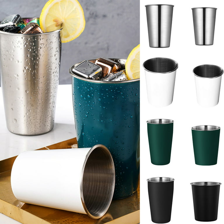 Small Stainless Steel Pint Cups - Stackable Pint Cup Tumblers For Travel –  Metal Cups For Drinking Outdoors - Reusable Steel Cups - 6 Pcs 