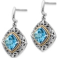 thumbnail image 2 of 14K/Silver Two-Tone Sterling Silver With 14K Blue Topaz Earrings (30 X 19) Made In Thailand qtc795, 2 of 5