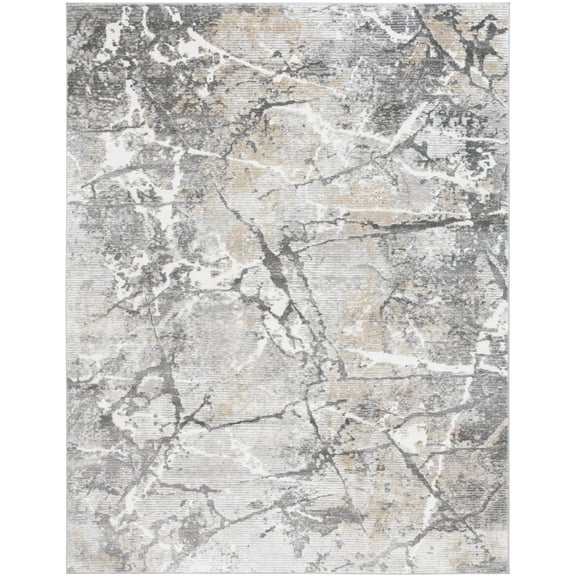 SAFAVIEH Meadow Korrine Distressed Area Rug, Light Grey/Dark Grey, 8' x 10'