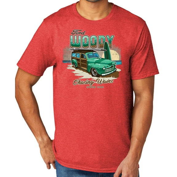 Woody Chasing Waves Men's TriBlend Tee Shirt, Medium Bright Red Heather