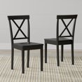 thumbnail image 3 of 5-PC - 42" Round Double Drop-Leaf Dining Table + X-Back Dining Chairs Dining Set in Black, 3 of 10