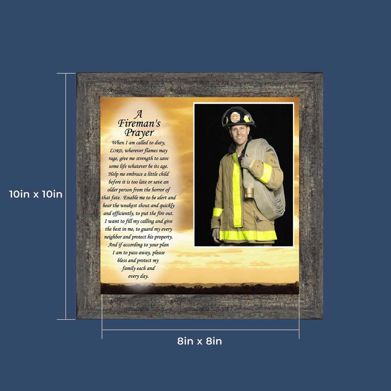 Firefighter Gifts for Men and Women, Fire Academy Graduation Gift, Fire Fighter Gifts or Firehouse Decor, A Fireman's Prayer Framed Wall Art for Home or Fire Station, 6595