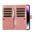 thumbnail image 7 of Compatible with iPhone 15 Pro Max Wallet Case with Credit Card Holder, Flip Folio Book PU Leather Vintage Phone Case Shockproof Multifunctional Cover Women Men for iPhone 15 Pro Max, Rosegold, 7 of 7