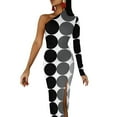thumbnail image 3 of Monochrome Circles Black and white modern Half Dleeve Split Dress Dress for girls women"s summer clothing, 3 of 6