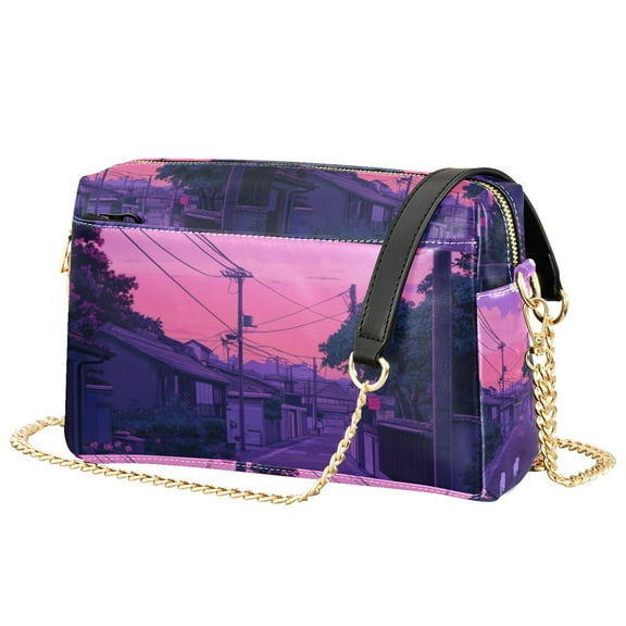 FORMRS Women Crossbody Purse with Chain Strap Vegan Leather Shoulder Handbag, White Cat Walking