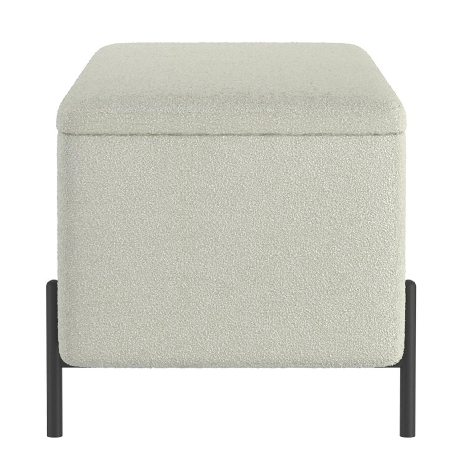 Modern Fabric & Metal Storage Ottoman Bench - White & Black