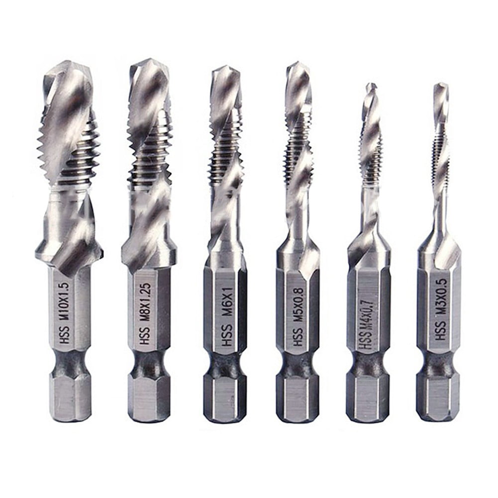Clupup 13Pcs SAE/Metric Tap Drill Bit Set Hex Shank HSS Screw Thread Bit Compound Tap With Adapter M3 M5 M6 M8 M10 Hand Tools