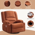 thumbnail image 5 of JONPONY Heated Manual Massage Recliner with 360° Swivel Rocker, Comfy Single Sofa with Side Pockets and Cup Holders for Living Room, Bedroom, and Home Theater, Brown, 5 of 10
