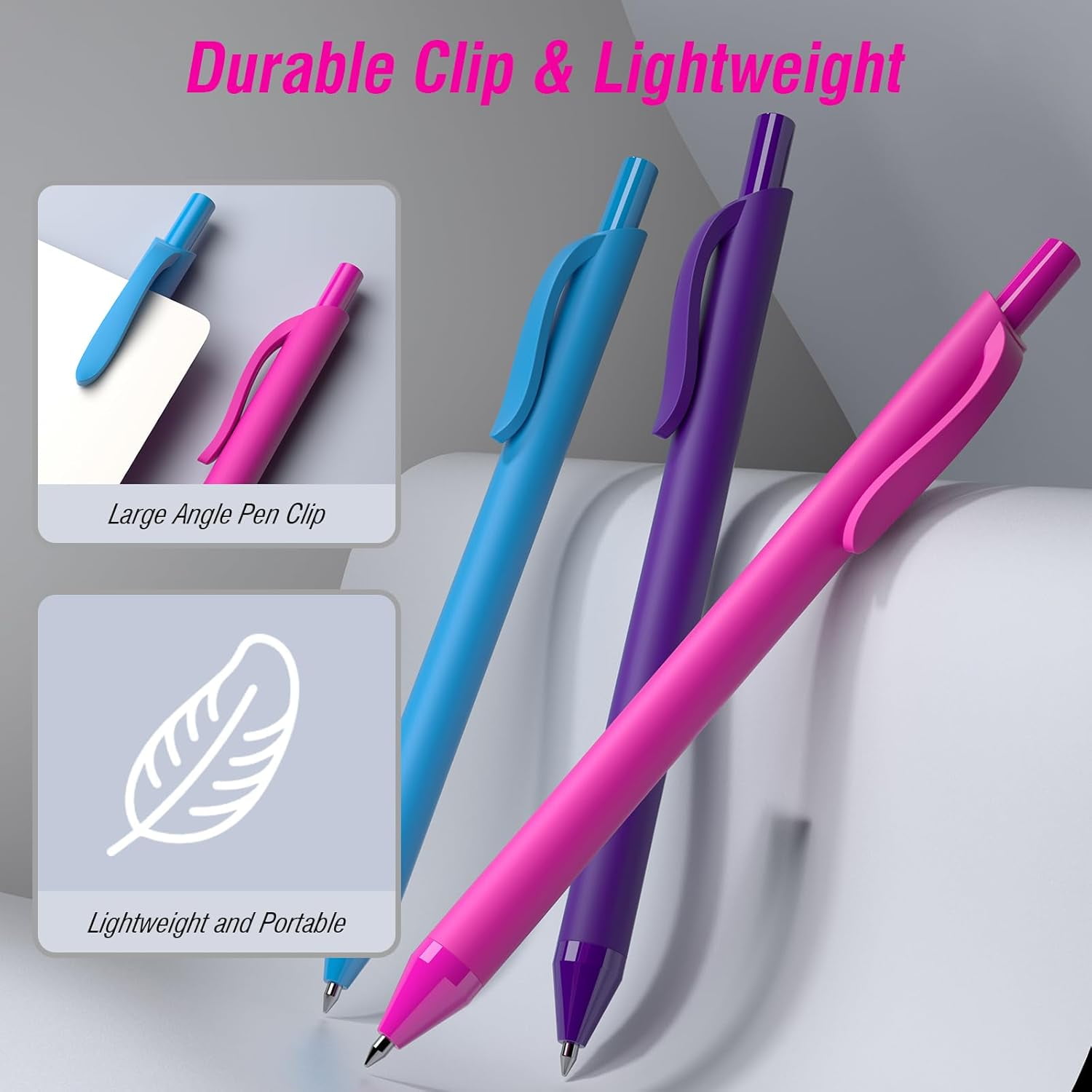 50 Pack Pink Ink Pens - Bulk Pens, 1.0MM Medium Point Ballpoint Pens, Smooth Writing No Bleed Retractable Ball Point Pen (Pink)