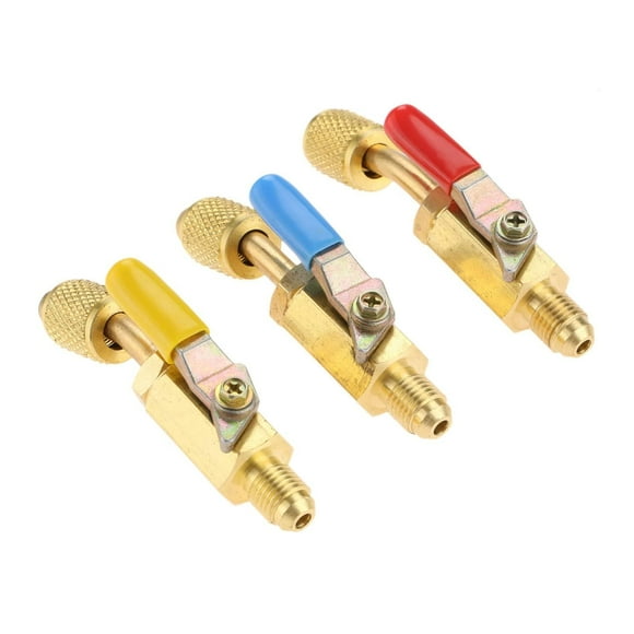 Aupoko Air Conditioning Refrigerant Angled Compact Ball Valve 1/4’’ SAE, R410A R134A R12 R22 AC HVAC and R12 R22 to R134A Shut Valve, Fits for HVAC R12 R22 R502 Charging Hoses AC Refrigerant Tools - 3