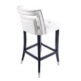 thumbnail image 5 of Counter Height Bar Stools Set of 2, Velvet Dining Chairs with Wood Legs and Nailhead Trim Back, Upholstered Kitchen Island Stools with Footrest for Dining Room Kitchen Bar, Cream, 5 of 7