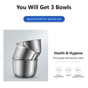 Joydeem Electric Food Processor,Meat Grinder with Garlic Peeler,Vegetable Fruit Chopper with 3 Stainless Steel Bowls,Blue