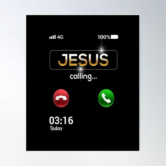 Jesus Is Calling Funny Cell Phone Call Jesus Christian Poster Wall Art, Modern Wall Decor For Living Room Bedroom, 16x24 UNFRAMED