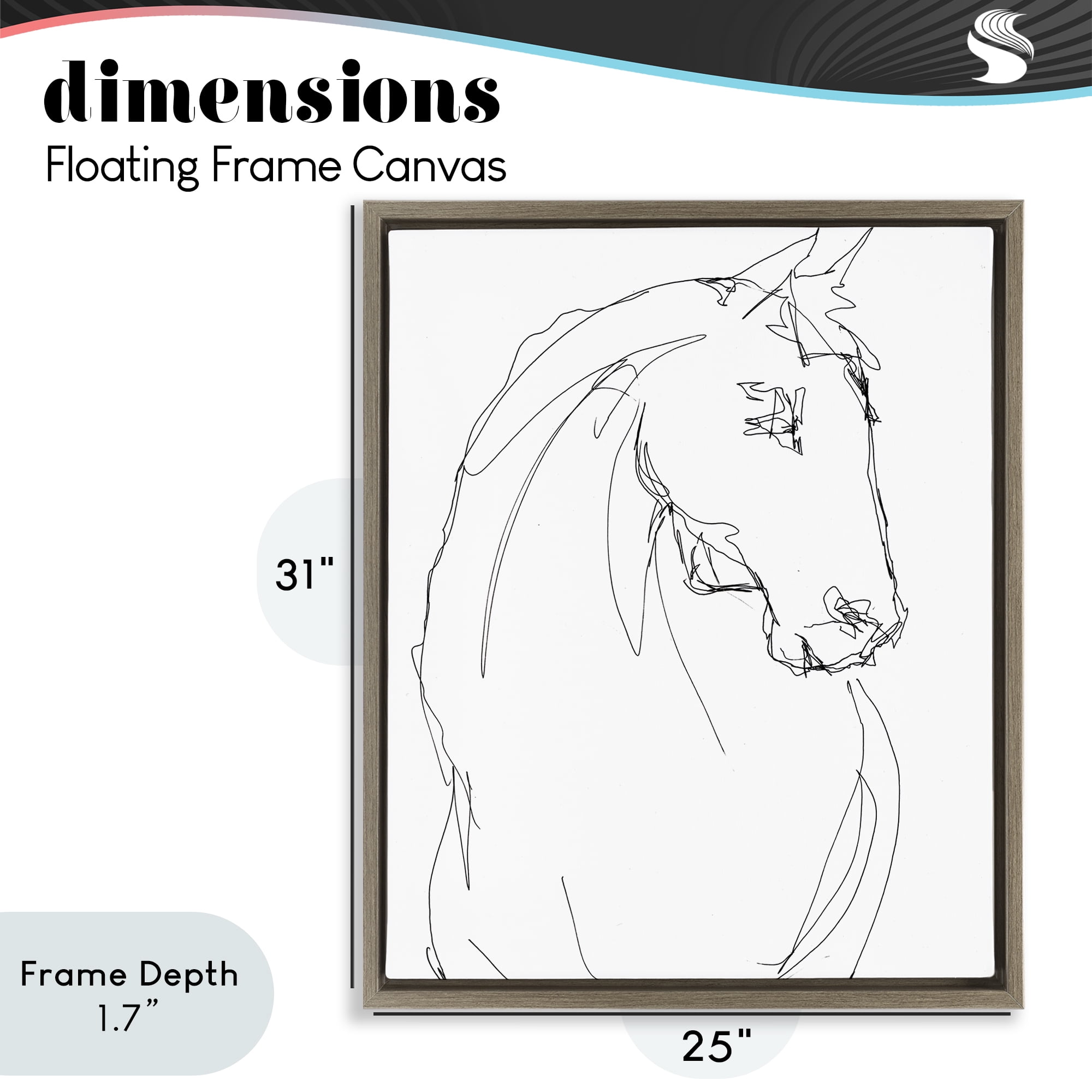 Stupell Industries Sketched Horse Contour Brown Framed Floater Canvas Wall Art, design by Lorenzo Collective