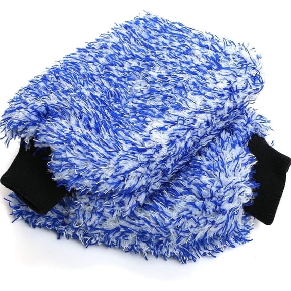 TAKAVU Cyclone Microfiber Car Wash Mitts, Blue Lint-Free Scratch-Free Machine Washable Washing Gloves, 2-Pack