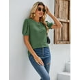 thumbnail image 5 of ZHENWEI Women's Puff Short Sleeve Tops Casual Crewneck Tee Shirts Classic Ribbed Blouses, 5 of 7