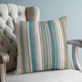 thumbnail image 4 of Pillow Covers 18x18 Set of 2, Teal Brown Striped Throw Pillow Covers Decorative Couch Cushion Cover, Farmhouse Boho Geometric Lines Microfiber Soft Square Pillowcases for Bedroom Living Room Sofa, 4 of 9