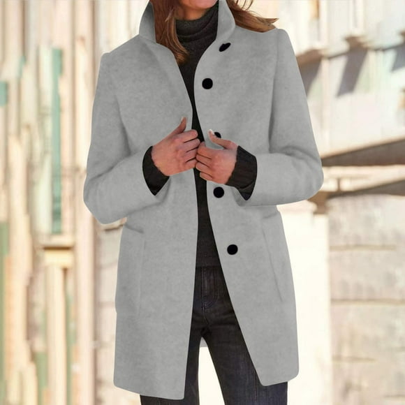 Sentmoon Hoodie Womens Coats Long Sleeve Regular Womens Winter Coats,Solid Color Button Pockets Winter Jackets for Women Loose Fit Coats Gray S Clearance Sales Today Deals Prime