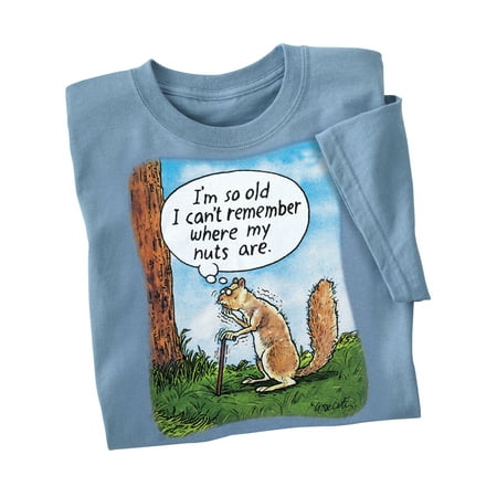 Sky Tops - Mens Funny Squirrel Losing Nuts Thought Bubble Novelty Tee, Short Sleeved Shirt with Crew Neckline, Large, Sky