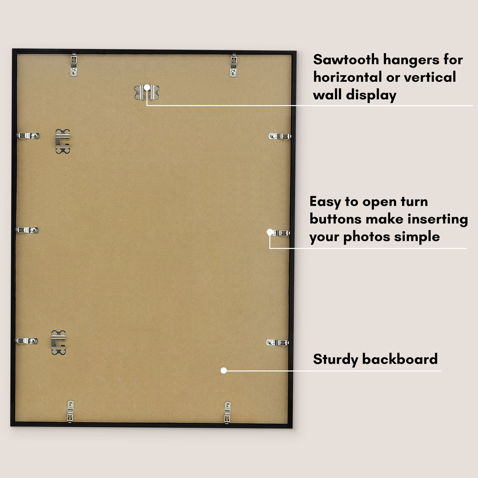 Americanflat 18x24 Poster Frame with Polished Plexiglass with 8x10 Mat Display Photo Streamline Thin - Black