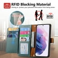 thumbnail image 6 of Wallet Case for Samsung Galaxy S21 FE Women Men, Durable PU Leather Magnetic Flip Lanyard Strap Wristlet Zipper Card Holder Kickstand Wallet Phone Case Cover Full Body Protection, Green, 6 of 10