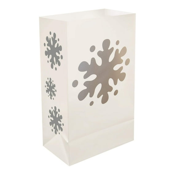 LumaBase Plastic Luminaria Bags - 12 Count (Snowflake)