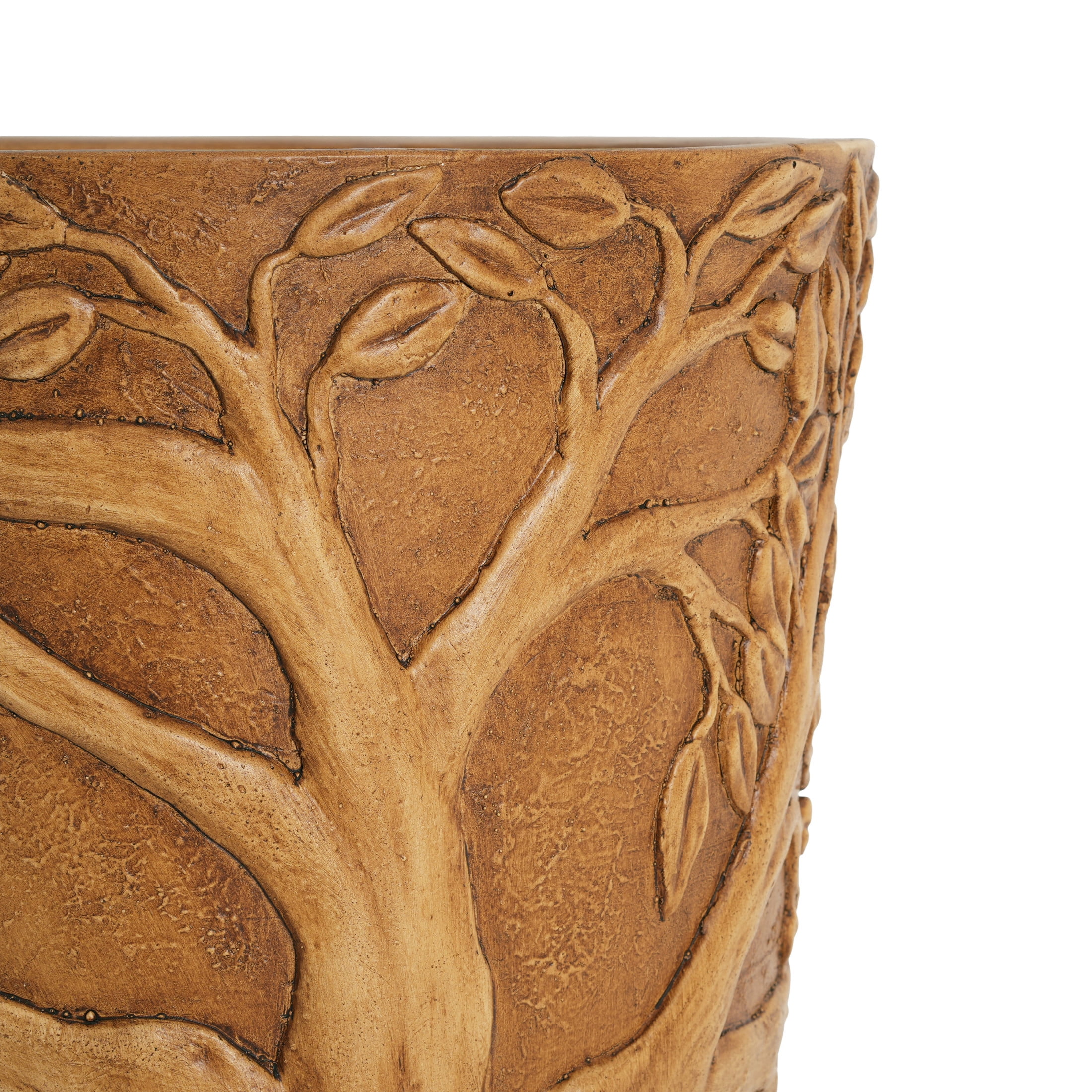 Christopher Knight Home 25" Tall MGO Outdoor Indoor Decorative Planter with 3D Tree of Life Texture, Antique Bronze