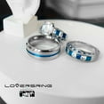thumbnail image 3 of Two Rings His And Hers Couple Rings Bridal Sets His Hers Women White Gold Filled Heart Cz Man Tungsten Carbide Wedding Ring Band Set, 3 of 7