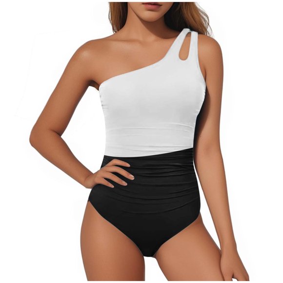 Pisexur Swimwear for Women Stylish and Elegant Swim Wear Women's Sexy One Piece Bathing Suits One Shoulder Swimsuits Slimming Swimwear
