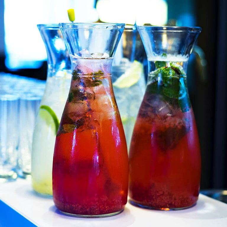 NETANY Set of 4 Glass Carafe with Lids , 1 Liter Beverage Pitcher Cara –  SHANULKA Home Decor
