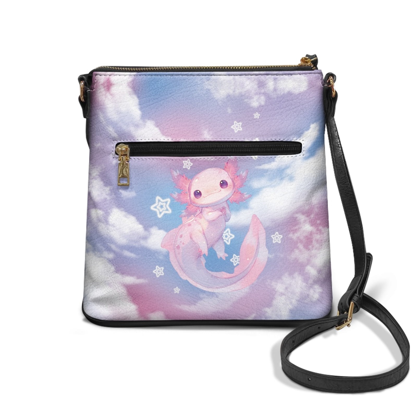 ZUXONGSY Axolotl Cloud Print Trendy Crossbody Bags for Women PU Shoulder Purse Bag Travel Bag Lightweight Multiple Pockets Bag with Zipper Closure for Dating Shopping