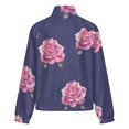 thumbnail image 6 of Jackets for Women Winter Coat Jackets Flannel Stand Collar Jacket(Purple Floral Diamond Pattern,Size:S-4XL), 6 of 7
