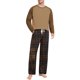 thumbnail image 1 of Conjunto de pijama informal de estilo masculino, camisa de manga larga con cuello redondo y cordón en la cintura, pantalones largos holgados, conjuntos para el hogar, pantalones cortos de manga corta, 1 of 7