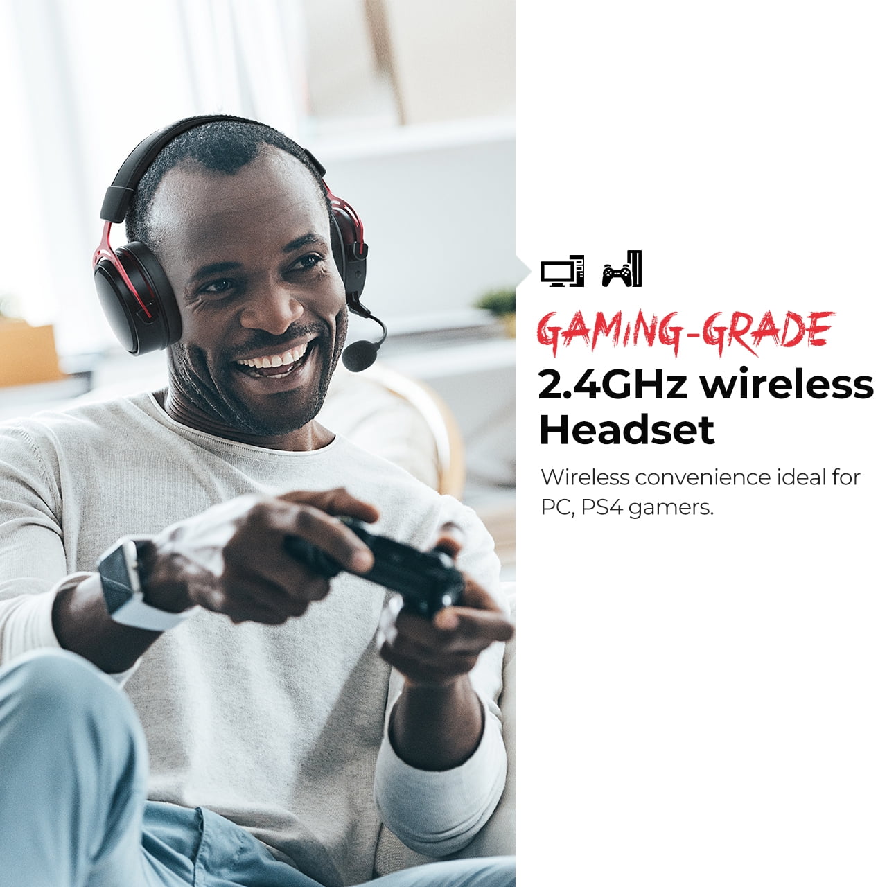 Mpow BH415 Gaming Headset 2.4GHz Wireless Headphones 3.5mm Wired Earphone  With Noise Canceling Mic For PC Gamer For PS4 Xbox One|Headphone/Headset| -  AliExpress