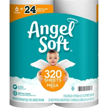 Angel Soft 2-Ply Unscented Mega Rolls Bathroom Tissue 6 Rolls