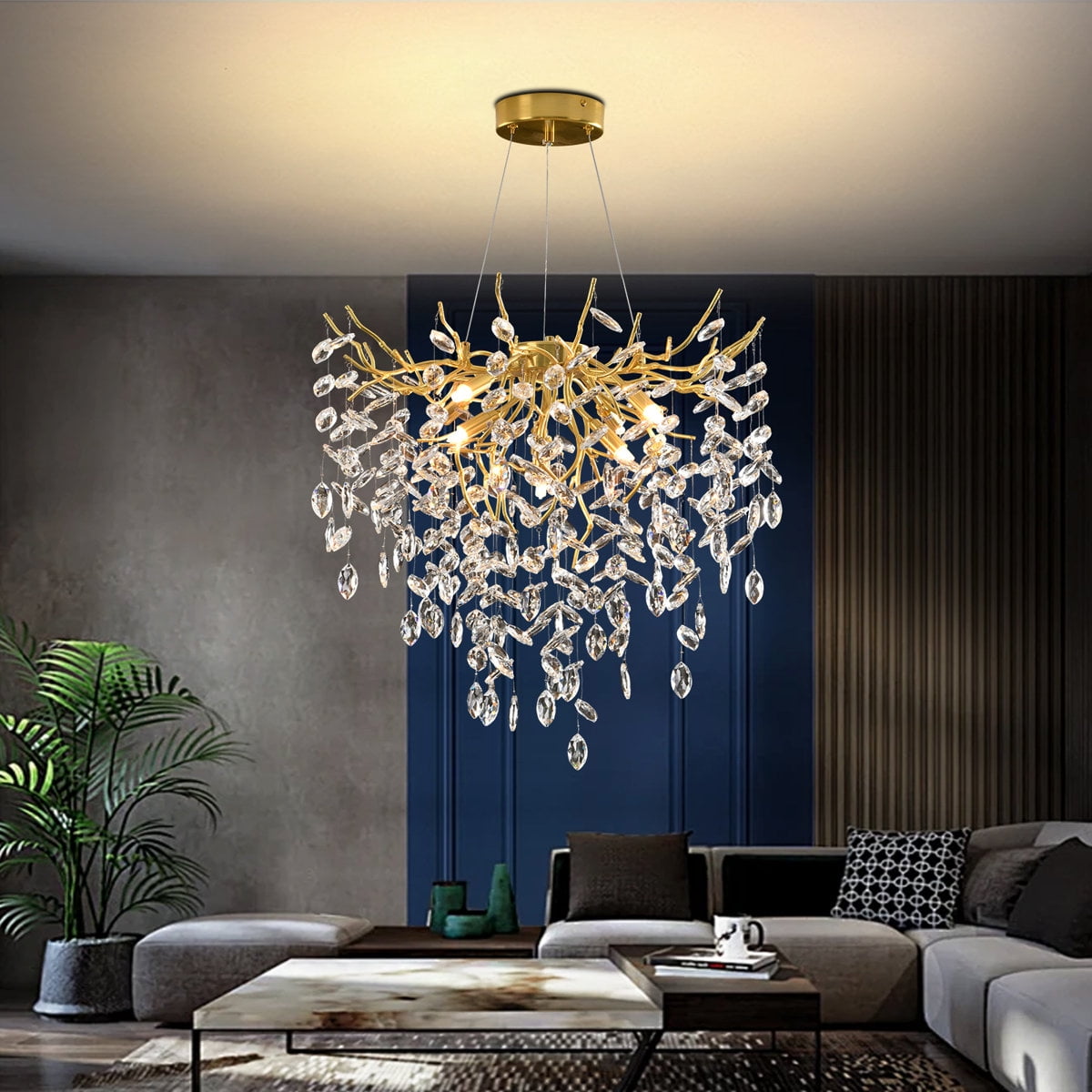 RRBEST Luxury Tree Branch Chandelier,Modern Chandelier Crystal Light Fixture,Pendant Light for Living Rooms