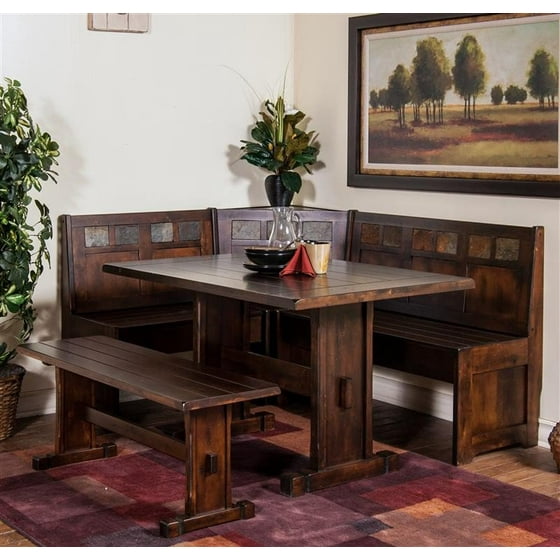Breakfast Nook Tables Sunny Designs Santa Fe Breakfast Nook Set With Side Bench