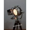 thumbnail image 2 of Marine Collectible Nautical Designer Spot Studio Lamp with Wooden Brown Low Floor Tripod Stand Chrome Floor Searchlight, 2 of 4
