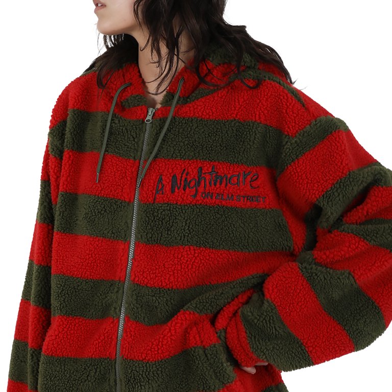 Nightmare On Elm Street Freddy Krueger Long Sleeve Striped Men's Hooded  Faux Shearling Jacket-Large - Walmart.com