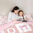 thumbnail image 5 of Erosebridal Girly Personalized Gifts 7 Pieces Bedding Comforter Set,Pink Grid Alphabet D Print Full Bedding Set For Kids,Reversible pink, 5 of 7