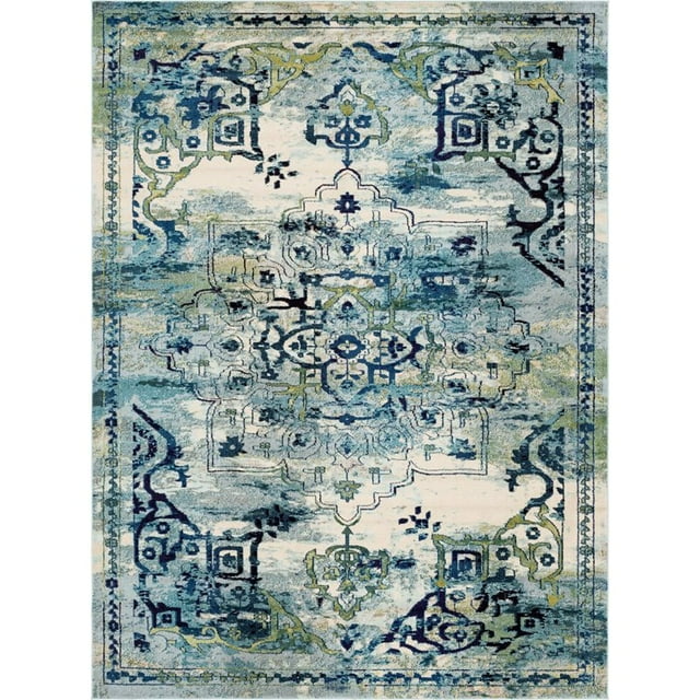 Unique Loom Medici Bright Color Medallion Rug 9' x 12' Rectangle Blue/Beige