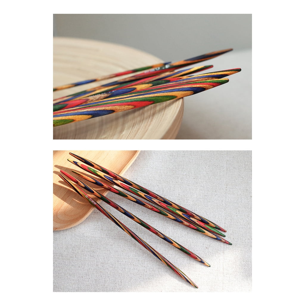 5Pieces Double Ended Wood Knitting Needle Double Head Pointed Knitting Needle for Adult Beginner Knitting Craft Project