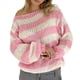 thumbnail image 2 of Suéter de Rayas de Gran Tamaño para Mujer, Sudadera de Punto con Bloques de Color, Larga, Suéter Holgado, Jersey Preppy Y2K. Rosa L, 2 of 6