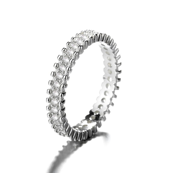 14K White Gold Plated Eternity Ring with crystals